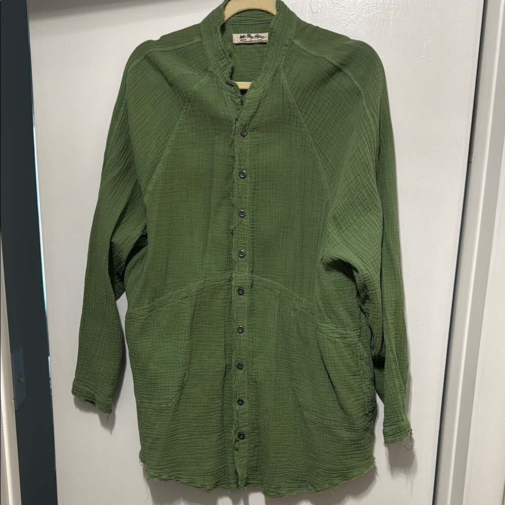 We the Free Green Button-Up Blouse